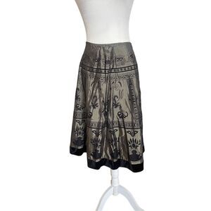 MSK Black and Olive Patterned Flare Skirt – Size Large – Made in India